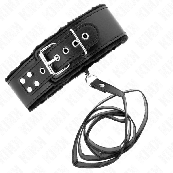 kink---collar-con-correa-116-cm-con-tachuelas-plateadas-modelo-4-negro-ajustable-40-48-cm-x-6-cm-3
