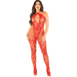 leg-avenue---bodystocking-de-rejilla-con-estampado-de-flores-rojo-talla-Única-0