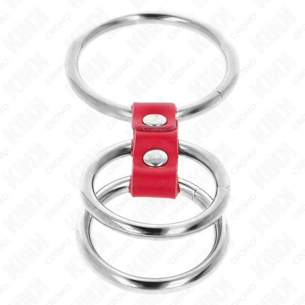 kink---anillo-pene-triple-metal-3.7-cm-a-5-cm-conectados-con-cuero-rojo-3