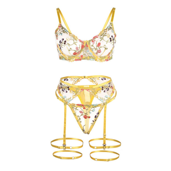 subblime---954352-sujetador-+-tanga-+-ligueros-diseÑo-floral-amarillo-l/xl-5
