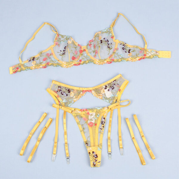subblime---954352-sujetador-+-tanga-+-ligueros-diseÑo-floral-amarillo-l/xl-6