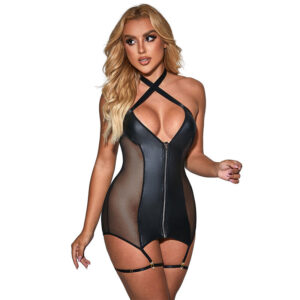 subblime---954444-vestido-sexy-de-rejilla-cuero-negro-s/m-0