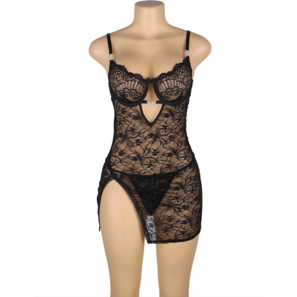 subblime---954185-babydoll-de-encaje-con-tirantes-ajustables-negro-s/m-2