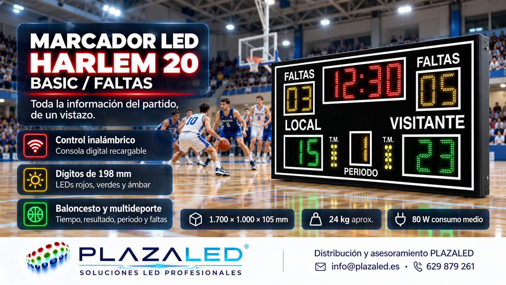Marcador LED HARLEM 20 BASIC / FALTAS