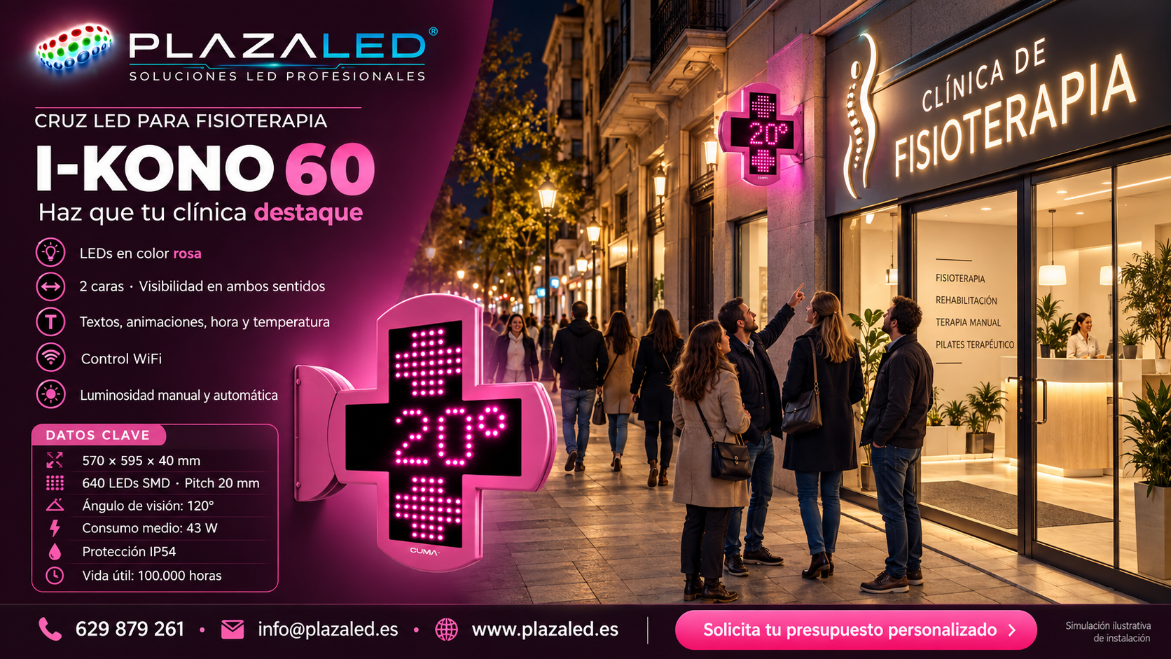 Cruz electrónica LED I_KONO para clínicas fisioterapéuticas