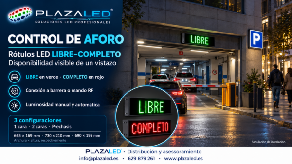 Rótulos LED LIBRE-COMPLETO para control de aforo