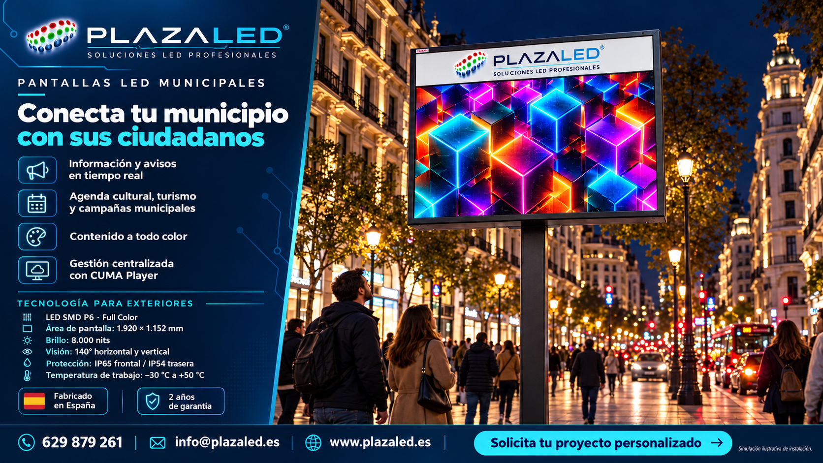 Infografía pantallas LED de información municipal